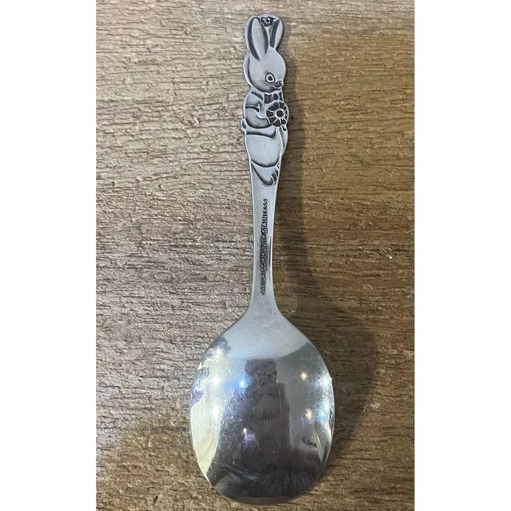 Oneida Peter Rabbit Community Stainless Child Baby Spoon Lot of 3 Bunny Flatware